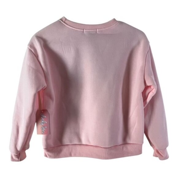 Lucky You Pink “Sleigh All Day” Reindeer Christmas Sweatshirt Pullover Girls Siz - Picture 2 of 3